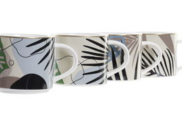 DKD Home Decor Taza Tropical Multicolor Porcelana 350ml (12 Unidades) 14 x 9.5 x 9 cm