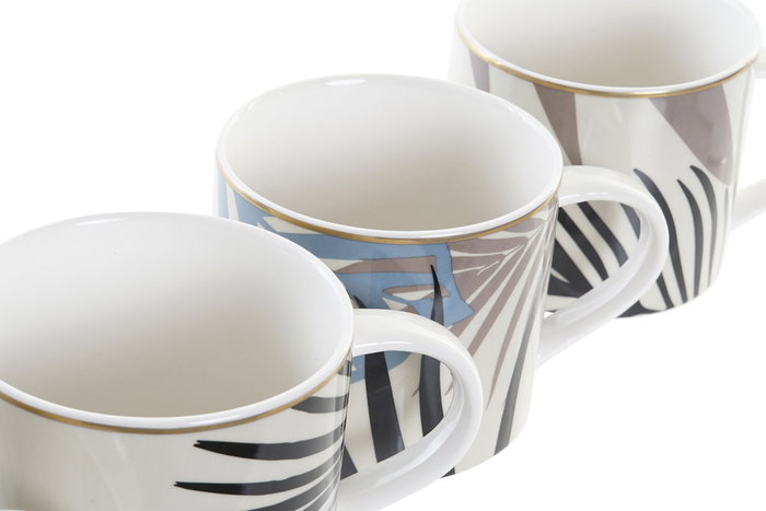 DKD Home Decor Taza Tropical Multicolor Porcelana 350ml (12 Unidades) 14 x 9.5 x 9 cm