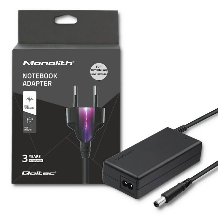 Qoltec Cargador 90W 19V con conector 7.4x5.0mm + pin para HP y Dell