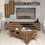 Hanah Home Juego de Muebles para Sala de Estar Nogal - Unidad TV, Mesa Café 2 Niveles, Estantería, Armario - Tablero Partículas Melamina 18mm