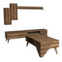 Hanah Home Juego de Muebles para Sala de Estar Nogal - Unidad TV, Mesa Café 2 Niveles, Estantería, Armario - Tablero Partículas Melamina 18mm