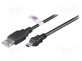 GOOBAY Cable USB 2.0 de 3m con conectores USB A y Mini USB B