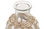 DKD Home Decor Jarrón de Cristal y Mimbre Natural 13x13x30 cm