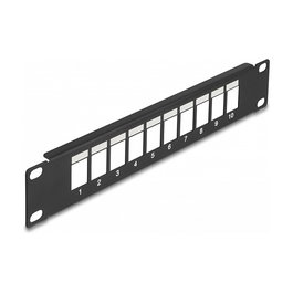 DeLOCK Panel de Conexión Keystone 10 Puertos, 10 Pulgadas (25.4 cm), Rack 1U, Panel Ciego Metálico Negro