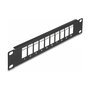DeLOCK Panel de Conexión Keystone 10 Puertos, 10 Pulgadas (25.4 cm), Rack 1U, Panel Ciego Metálico Negro