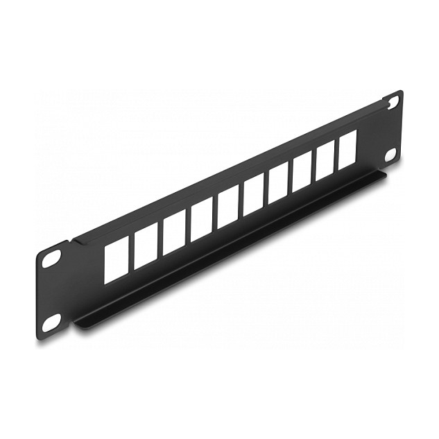 DeLOCK Panel de Conexión Keystone 10 Puertos, 10 Pulgadas (25.4 cm), Rack 1U, Panel Ciego Metálico Negro