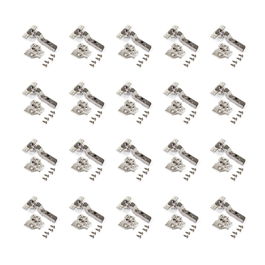 Emuca Lote de 20 bisagras supercodo X91N con suplementos para atornillar, Altura 0, Acero, Niquelado