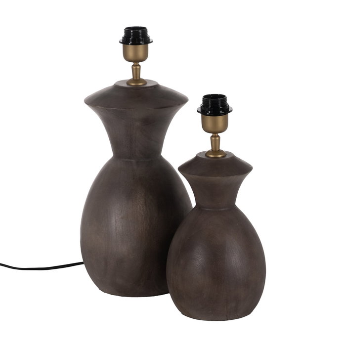 Base Lámpara Mesa Marrón Madera de Mango 19 X 19 X 34 cm