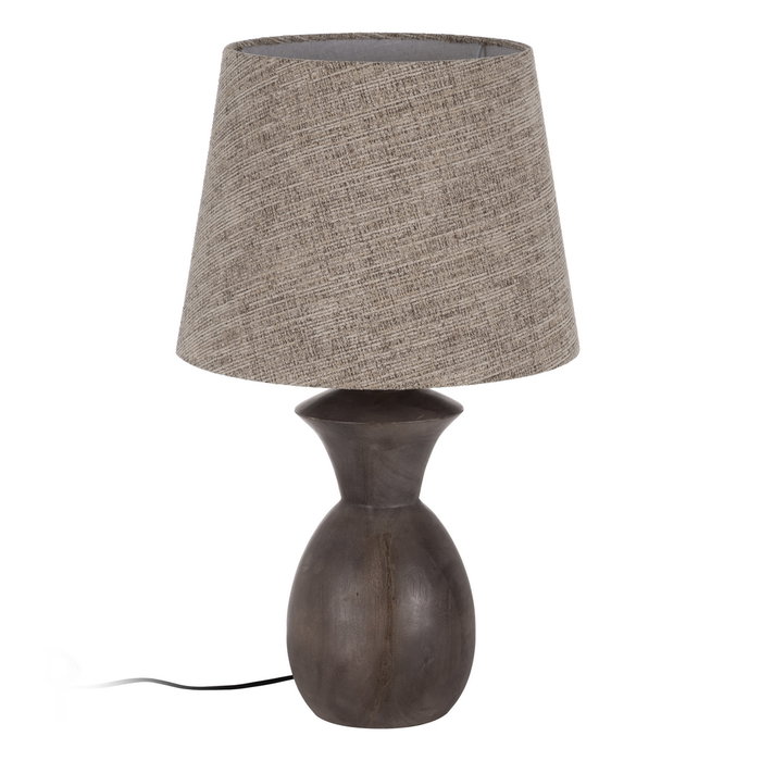 Base Lámpara Mesa Marrón Madera de Mango 19 X 19 X 34 cm