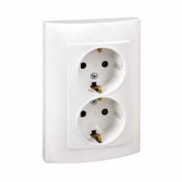 Simon Doble base enchufe con tt blanco con marco serie 10