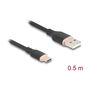 DeLOCK 81225 Cable USB 2.0 USB-A Macho a USB-C Macho 0.5 Metros, Color Negro, 0.48 Gbit/s, 3A