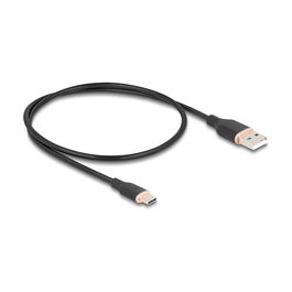 DeLOCK 81225 Cable USB 2.0 USB-A Macho a USB-C Macho 0.5 Metros, Color Negro, 0.48 Gbit/s, 3A