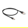 DeLOCK 81225 Cable USB 2.0 USB-A Macho a USB-C Macho 0.5 Metros, Color Negro, 0.48 Gbit/s, 3A