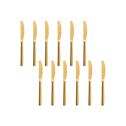 Summa Cuchillo de Mesa Oro Satin 220 mm - Cuchillería en Acero Inoxidable con Acabado PVD - SINXELO (Set de 12)