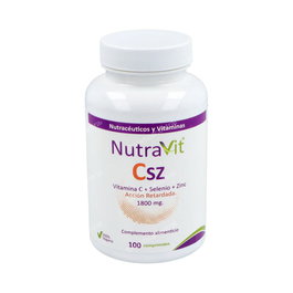 NUTRAVIT CSZ Vitamina C + Selenio + Zinc 100 Comprimidos - Suplemento Inmunitario, Antioxidante, Colágeno - 1000 mg Vitamina C por Dosis