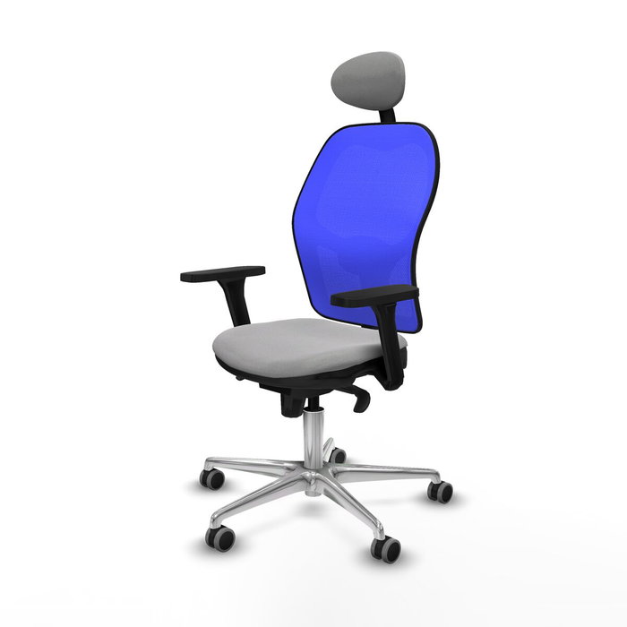 PIQUERAS Y CRESPO Silla de oficina Jorquera con mecanismo Sincro, Gris claro y Azul