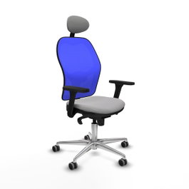 PIQUERAS Y CRESPO Silla de oficina Jorquera con mecanismo Sincro, Gris claro y Azul