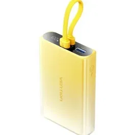 Vention FHZY0 Powerbank 10000mAh 22.5W Amarillo con Cable USB Tipo-C y Lightning Incluido