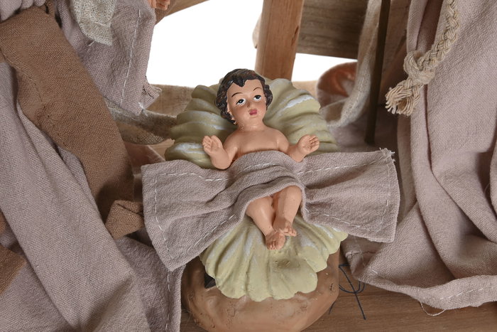 DKD Home Decor Nacimiento MDF Poliéster Beige y Marrón 30x15x30 cm