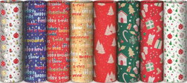 SADOCH REX Pack de 50 rollitos de papel de regalo Navidad fantasía surtidos 70x200cm
