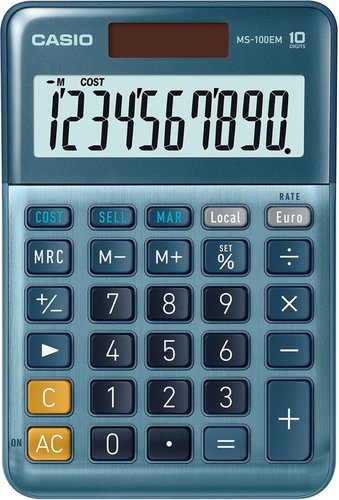 Casio MS-100EM Calculadora de Sobremesa Azul de 10 Dígitos
