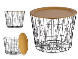 Giftdecor Mesa Central Grande 62 cm x 45.5 cm x 62 cm Metal Negro Oro (Set de 4)