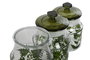 DKD Home Decor Bote Cocina Cristal Verde Set 3 Piezas 11.6x21x11cm 1.2L/1L/0.85L Cierre Hermético Apto Lavavajillas