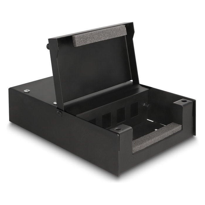 DeLOCK Caja de Punto de Consolidación 4 Puertos para Módulos Keystone, Caja de Distribución en Metal Negro IP20 134x203x58 mm
