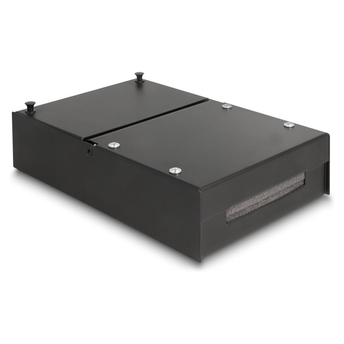 DeLOCK Caja de Punto de Consolidación 4 Puertos para Módulos Keystone, Caja de Distribución en Metal Negro IP20 134x203x58 mm