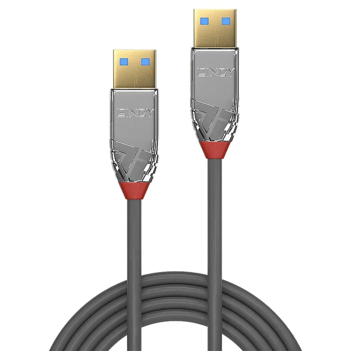 Lindy 36625 Cable USB 3.2 Gen 1 (USB-A Macho a USB-A Macho) 0.5 Metros para Transferencia de Datos de 5 Gbit/s, Color Gris