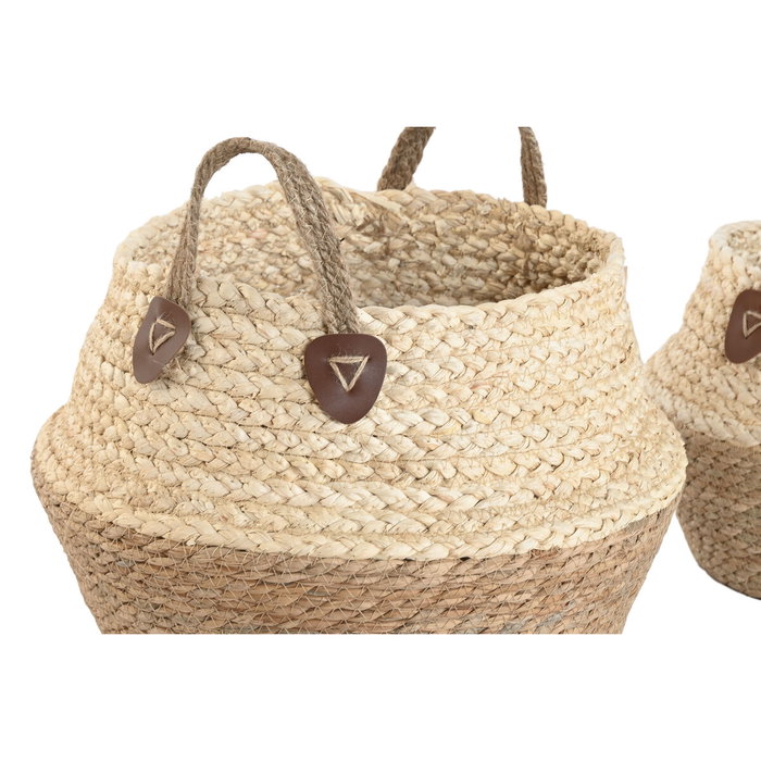 DKD Home Decor Set de 3 Cestas de Fibra Natural 41x41x37 cm DKD Home Decor Set de 3 Cestas de Fibra Natural 41x41x37 cm