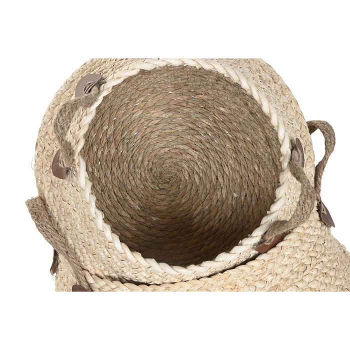 DKD Home Decor Set de 3 Cestas de Fibra Natural 41x41x37 cm DKD Home Decor Set de 3 Cestas de Fibra Natural 41x41x37 cm