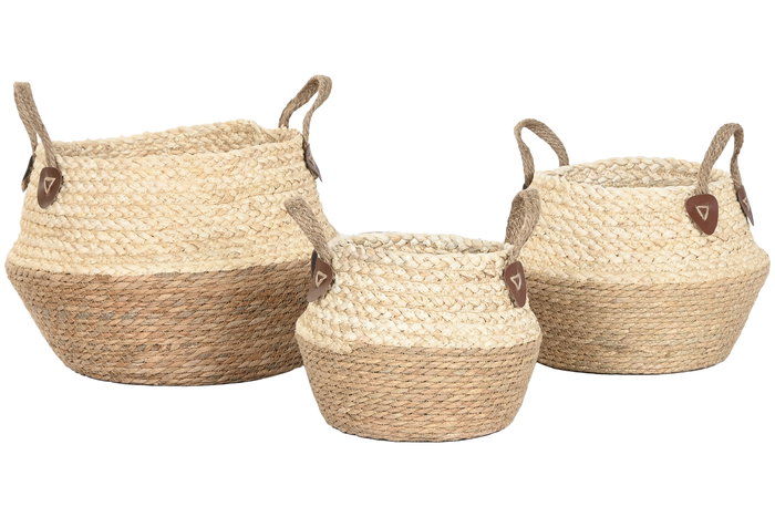 DKD Home Decor Cesta Set de 3 Fibra Natural 41x37x41 cm