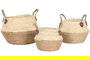 DKD Home Decor Cesta Set de 3 Fibra Natural 41x37x41 cm