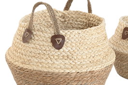 DKD Home Decor Cesta Set de 3 Fibra Natural 41x37x41 cm