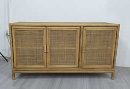 DKD Home Decor Aparador Abeto y Ratán Natural 120x40x65 cm