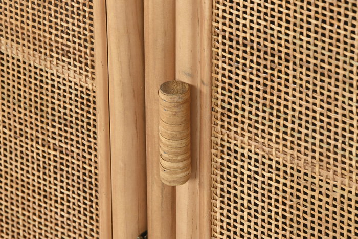 DKD Home Decor Aparador Abeto y Ratán Natural 120x40x65 cm
