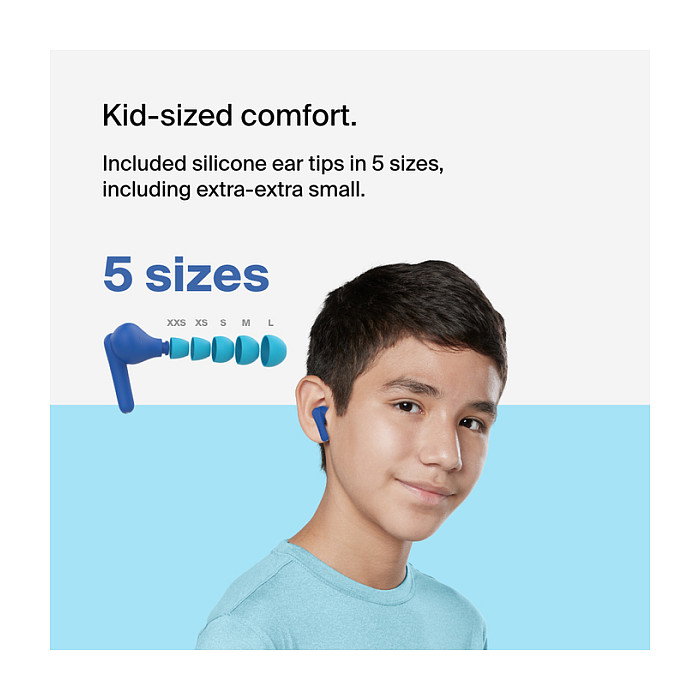 Belkin AUC011btBL Soundform Nano 2 Auriculares Inalámbricos Intraurales para Niños, Resistente al Agua IPX5, Bluetooth 5.3, 28h Batería, Azul