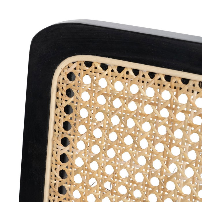 Silla Negro-Natural Madera-Ratán Salón 61,50 X 53 X 82,50 cm (Set de 2)