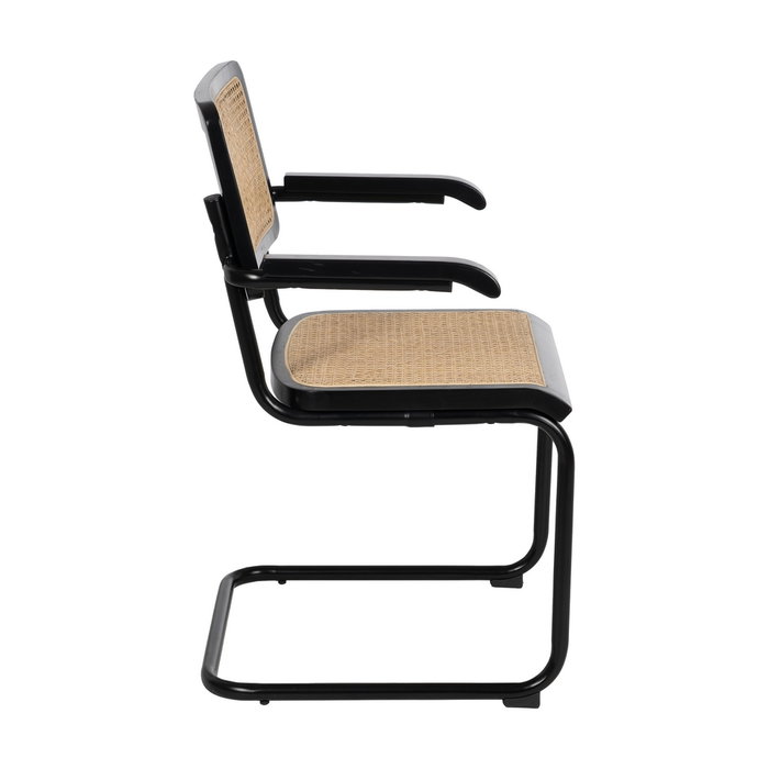 Silla Negro-Natural Madera-Ratán Salón 61,50 X 53 X 82,50 cm (Set de 2)