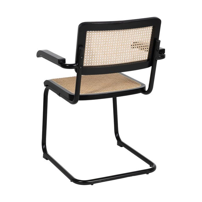 Silla Negro-Natural Madera-Ratán Salón 61,50 X 53 X 82,50 cm (Set de 2)