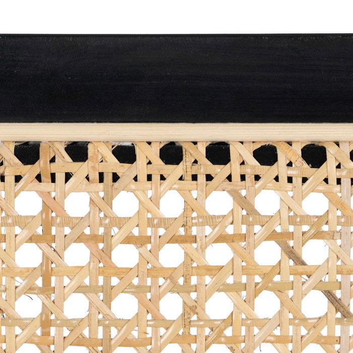 Silla Negro-Natural Madera-Ratán Salón 61,50 X 53 X 82,50 cm (Set de 2)
