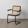 Silla Negro-Natural Madera-Ratán Salón 61,50 X 53 X 82,50 cm (Set de 2)