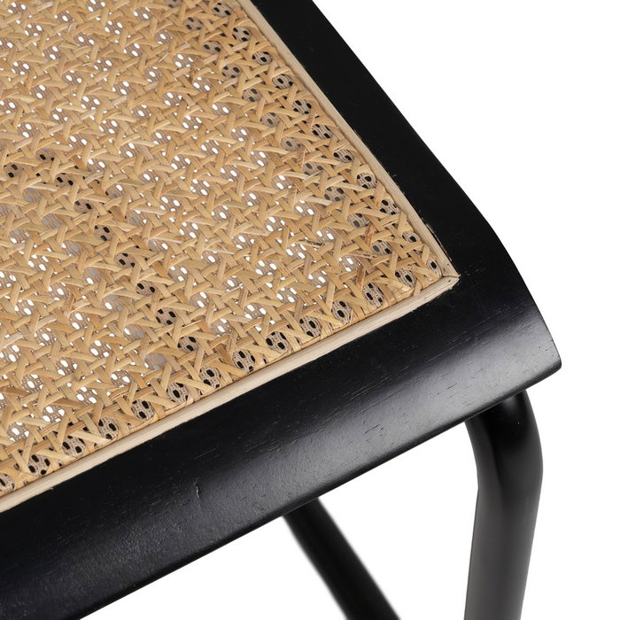 Silla Negro-Natural Madera-Ratán Salón 61,50 X 53 X 82,50 cm (Set de 2)