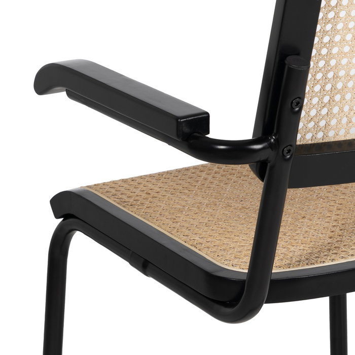 Silla Negro-Natural Madera-Ratán Salón 61,50 X 53 X 82,50 cm (Set de 2)