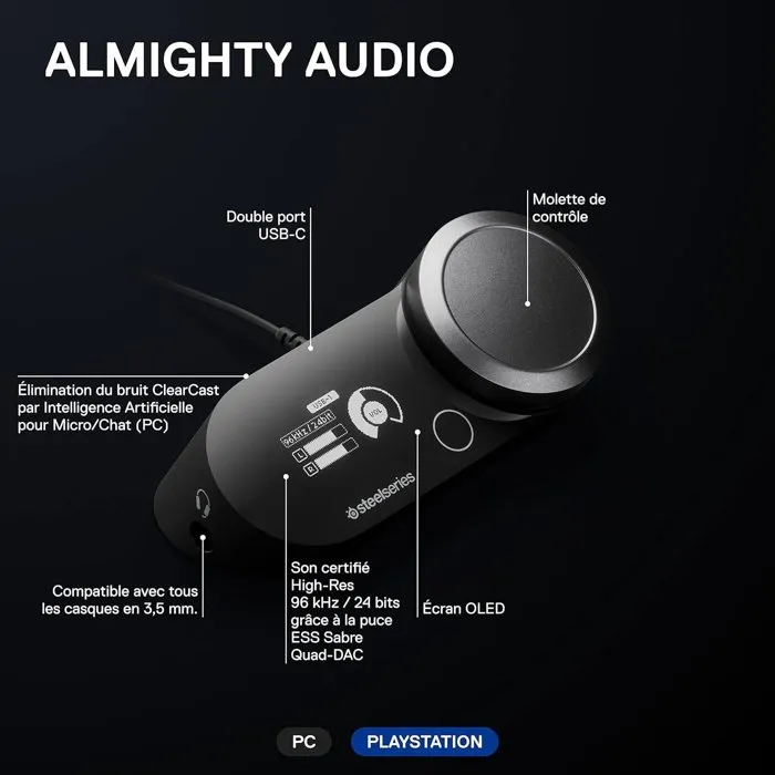 Steelseries GameDAC Gen 2 Amplificador DAC para PC y PlayStation - Negro