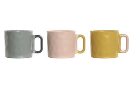 DKD Home Decor Juego de Tazas New Bone 400ml, Surtido de 3 Piezas