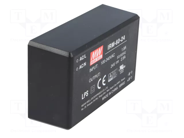 MEAN WELL IRM-60-24 Convertidor AC/DC 60W 24V 2,5A MEAN WELL IRM-60-24 Convertidor AC/DC 60W 24V 2,5A