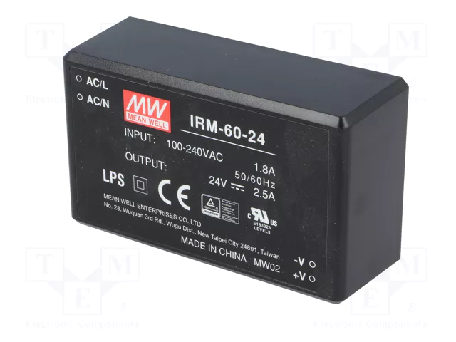 MEAN WELL IRM-60-24 Convertidor AC/DC 60W 24V 2,5A MEAN WELL IRM-60-24 Convertidor AC/DC 60W 24V 2,5A
