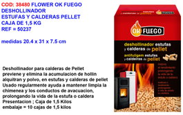 FLOWER Ok Fuego Deshollinador para Estufa y Caldera de Pellets 1,5 kg